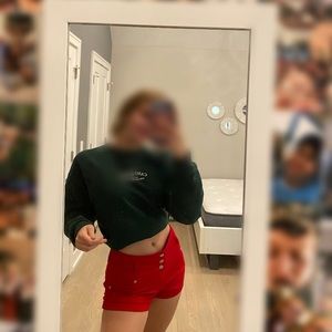 red high waisted jean shorts